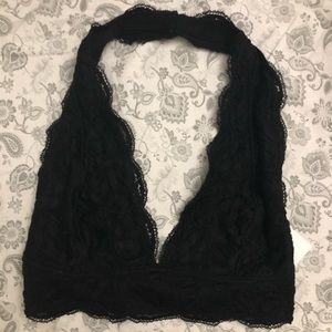 Urban Outfitters black lace halter bralette